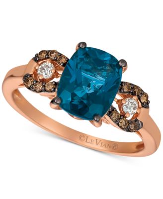 Gemstone & Diamond Ring in 14k Rose Gold or 14k Yellow Gold