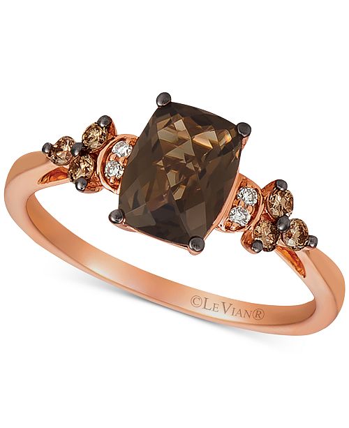 Le Vian Chocolate Quartz 1 1 4 Ct T W Vanilla And Chocolate Diamond 1 6 Ct T W Ring In 14k Rose Gold Reviews Rings Jewelry Watches Macy S