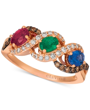 image of Le Vian Multi-Gemstone (1-3/4 ct. t.w.) & Diamond (3/8 ct. t.w.) Ring in 14k Rose Gold