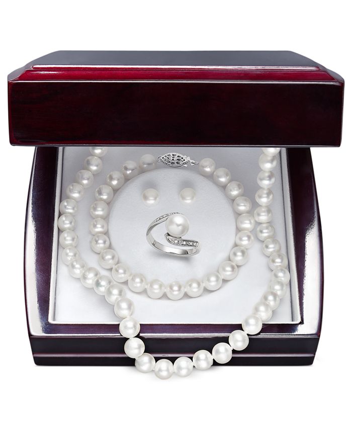 Macy's - Pearl Jewelry Set, Sterling Silver Cultured Freshwater Pearl and Diamond Accent Jewelry Set