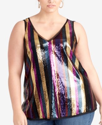 macy's plus size sequin tops