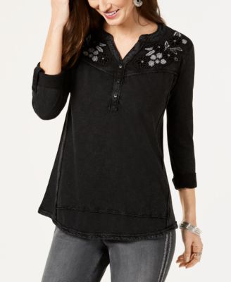 style & co embroidered top