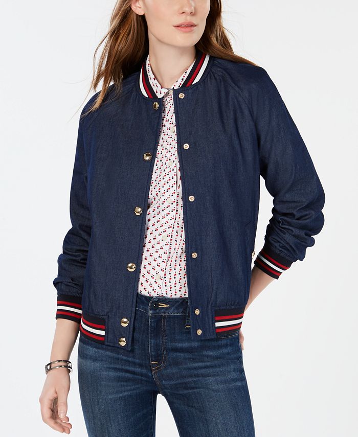 Indflydelse jeg er enig afbrudt Tommy Hilfiger Cotton Button-Up Varsity Jacket, Created for Macy's - Macy's