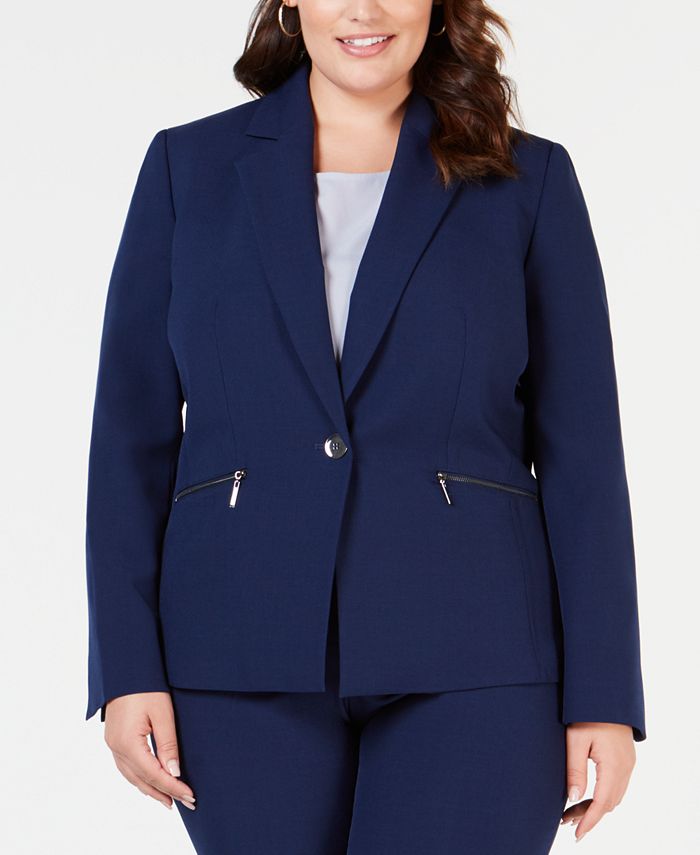 Le Suit Plus Size Zipper-Jacket Pantsuit - Macy's
