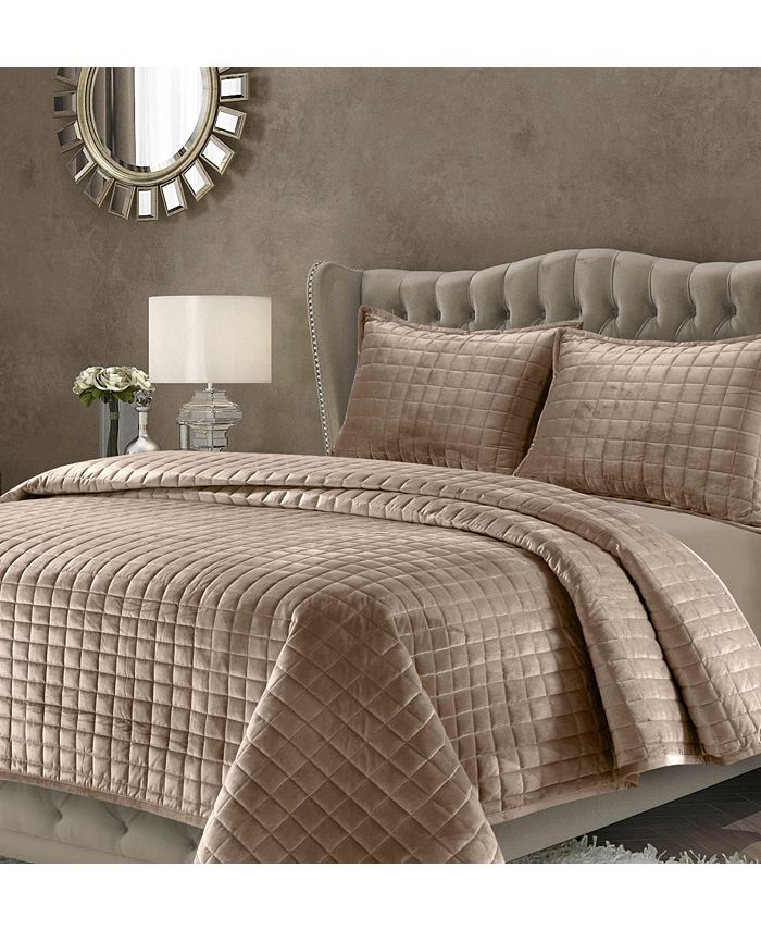 Tribeca Living Florence Velvet Solid Oversized Queen Quilt Set Macy's