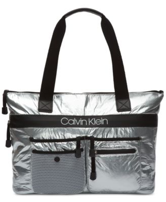 calvin klein silver tote bag