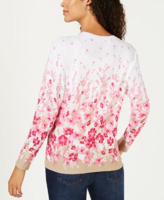 Karen Scott Allover Floral-Print Cardigan Sweater, Created For Macy's ...