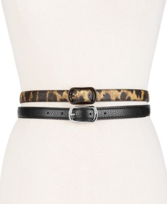 Steve Madden Leopard-Print 2-for-1 Skinny Belts - Macy's