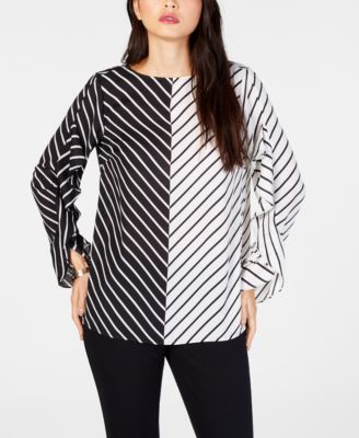 Alfani Striped Ruffle Sleeve Top Created For Macy S Macy S   10747734 Fpx.tif