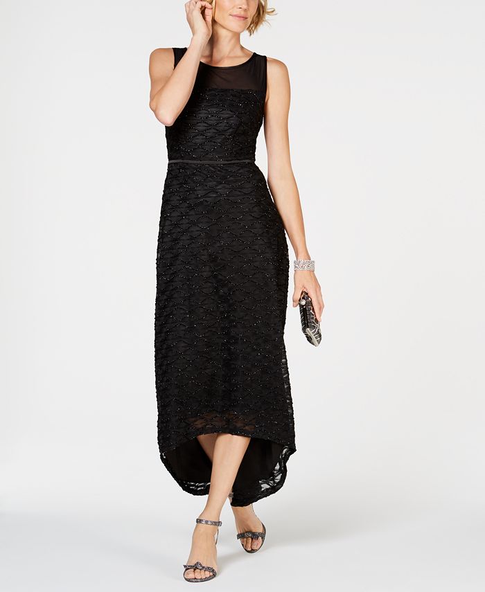 Connected Petite Illusion-Neckline High-Low Dress - Macy's