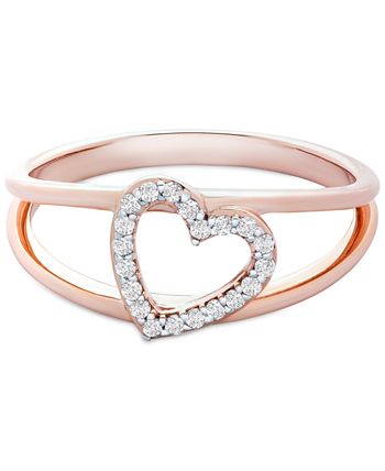 Wrapped - Diamond Heart Ring (1/10 ct. t.w.) in 14k Rose Gold