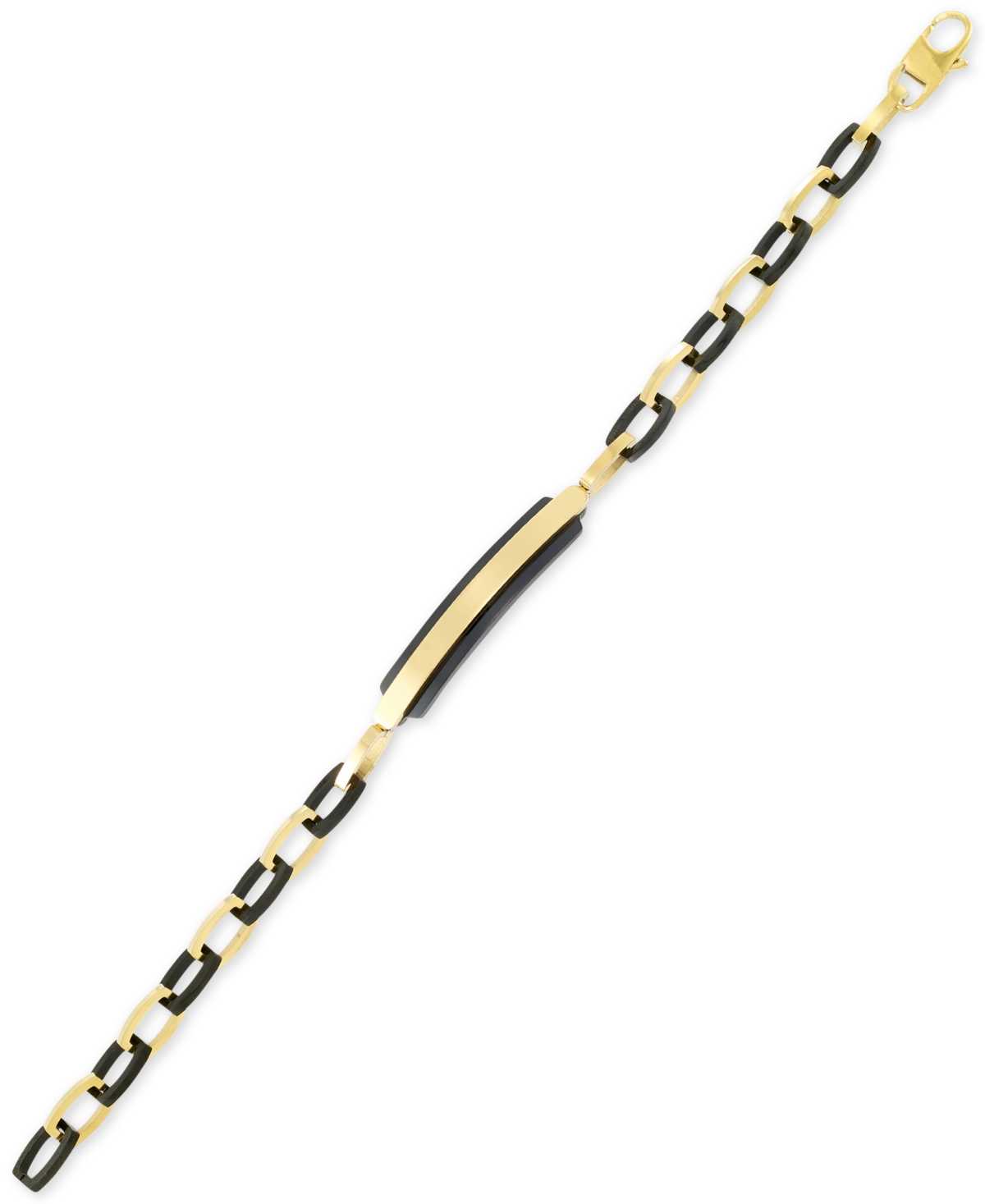 Smith Two-Tone Id Plate Bracelet in Black & Yellow Ion-Plated Stainless Steel - Black/Gold Tone