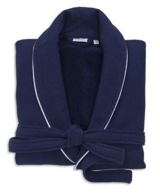 Waffle Terry Bath Robe with Satin Piped Trim