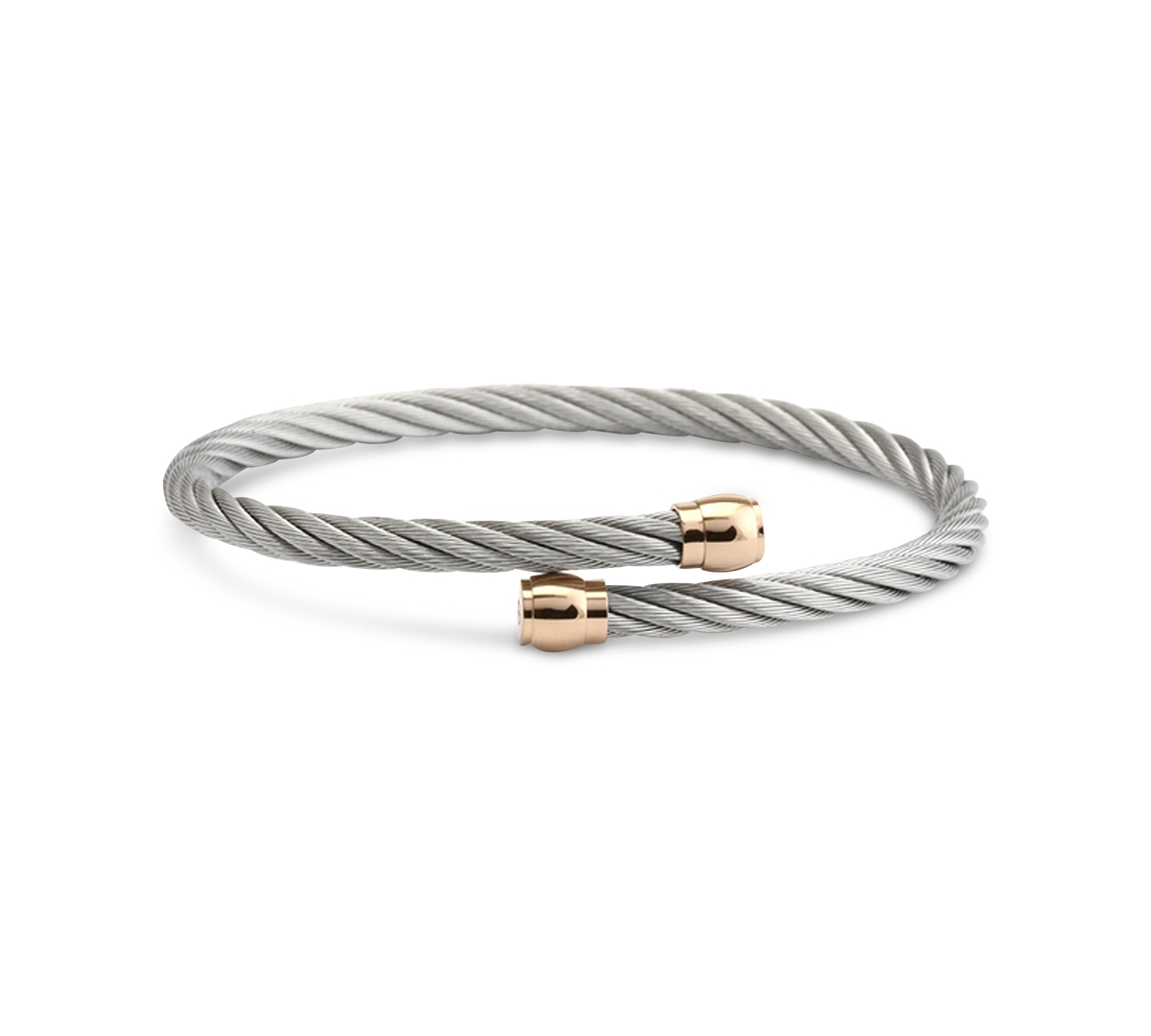 Two-Tone Cable Bypass Bangle Bracelet in Pvd Stainless Steel & Rose Gold-Tone - Stainless Steel/Rose Gold
