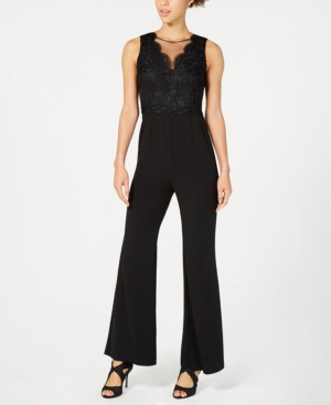 ADRIANNA PAPELL EMBELLISHED SOUTACHE JUMPSUIT