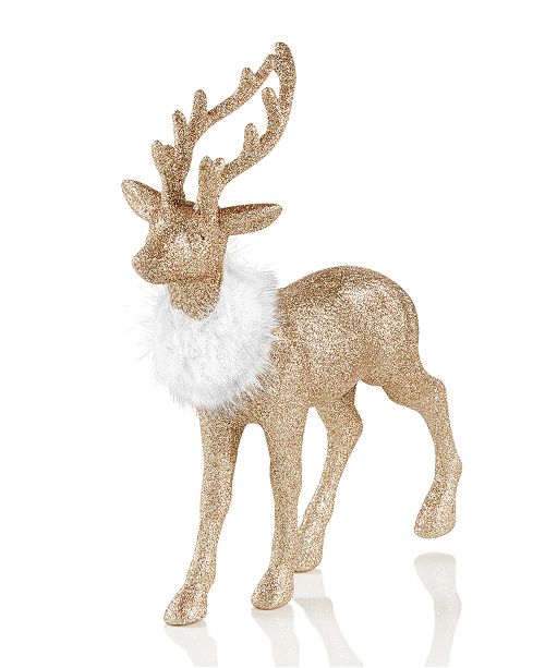 Holiday Lane 11 Gold Tone Glitter Deer Christmas Decoration