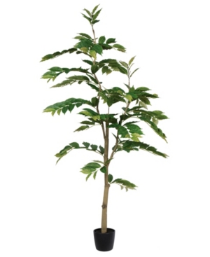 Vickerman 6' Potted Artificial Green Nandina Tree Features 284 Leaves