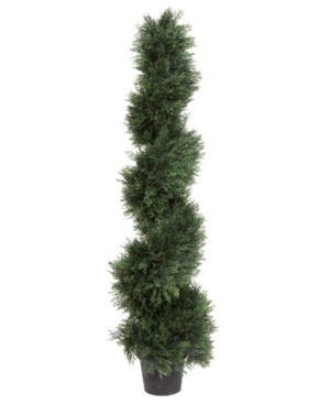 Vickerman 4' Artificial Potted Green Cedar Spiral Tree Uv Resistant