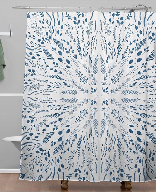 indigo floral shower curtain