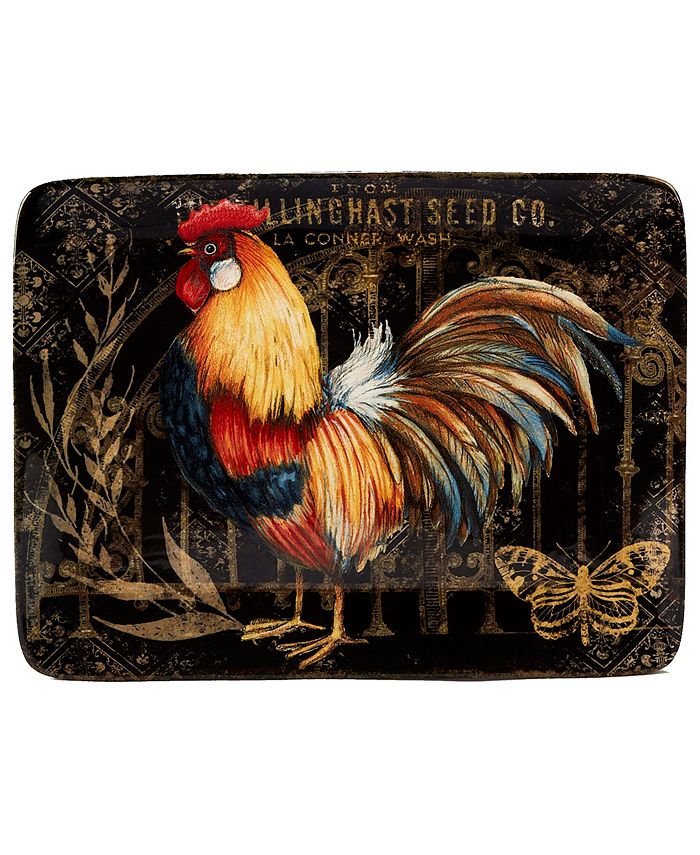Certified International - Gilded Rooster Rectangular Platter