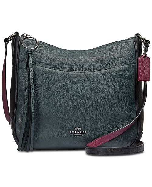 COACH Colorblock Chaise Crossbody in Pebble Leather & Reviews - Handbags & Accessories - Macy&#39;s