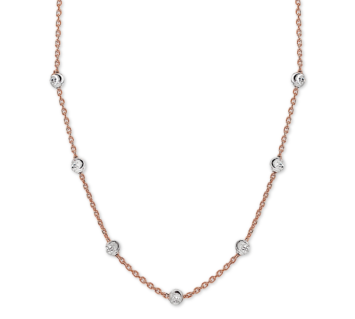 Giani Bernini Beaded Station Chain Necklace In 18k Gold-plated Silver, Or 18k Rose Gold-plated Silver Or Sterling  In Silver