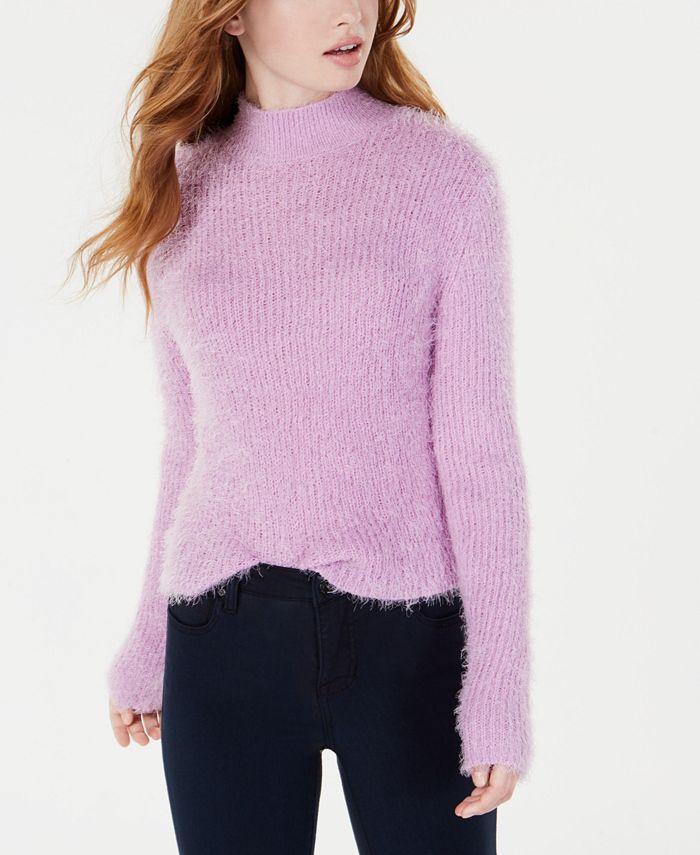 Planet Gold Juniors Fuzzy Mock Neck Cropped Sweater Macy s