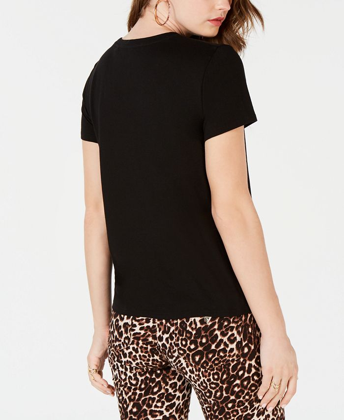 GUESS Embellished Mesh-Trim T-Shirt - Macy's