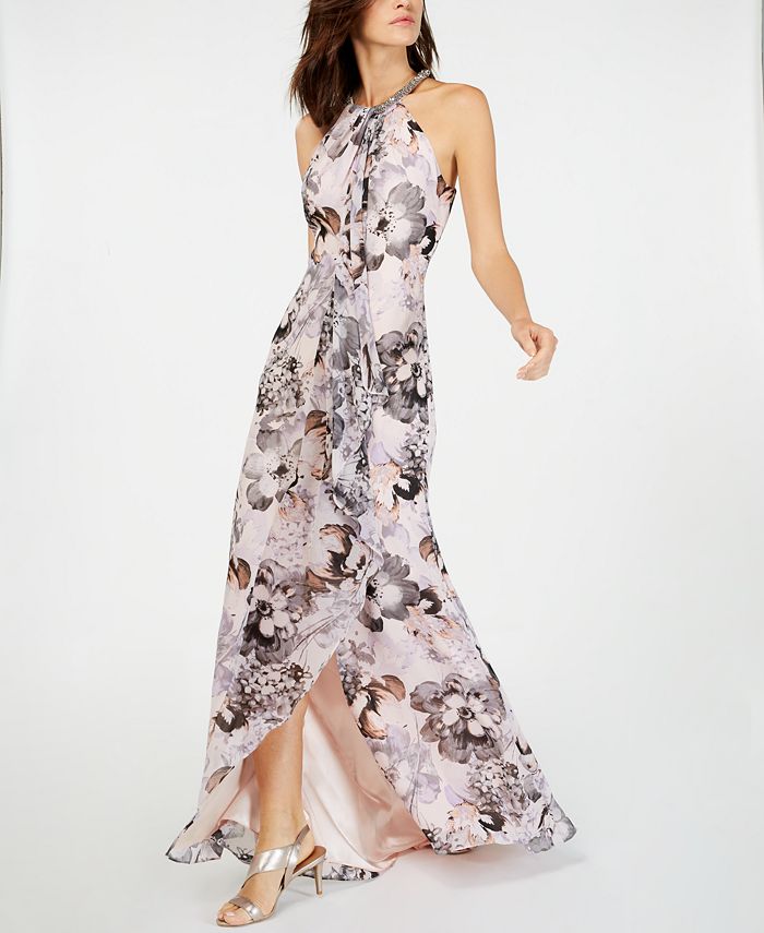 Calvin Klein Embellished Ruffled Gown - Macy's