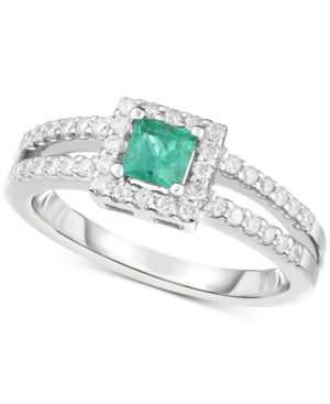 image of Emerald (1/3 ct. t.w.) & Diamond (1/3 ct. t.w.) Ring in 14k White Gold