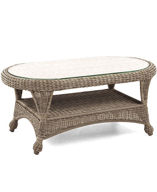 Furniture Sandy Cove Wicker 40" x 22" Oval Outdoor Coffee Table, Created for Macy's & Reviews