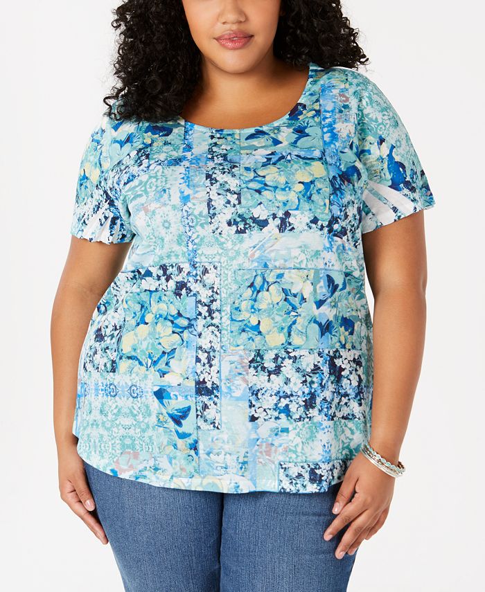 Style & Co Plus Size Floral-Print Top, Created for Macy's & Reviews ...