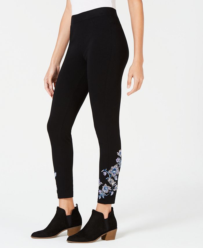 Style & Co Garden-Embroidered Leggings, Created for Macy's & Reviews ...