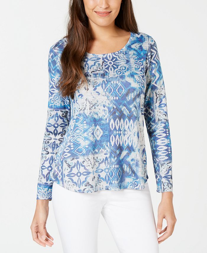 Style & Co Geo-Print Embellished Top, Created for Macy's & Reviews ...