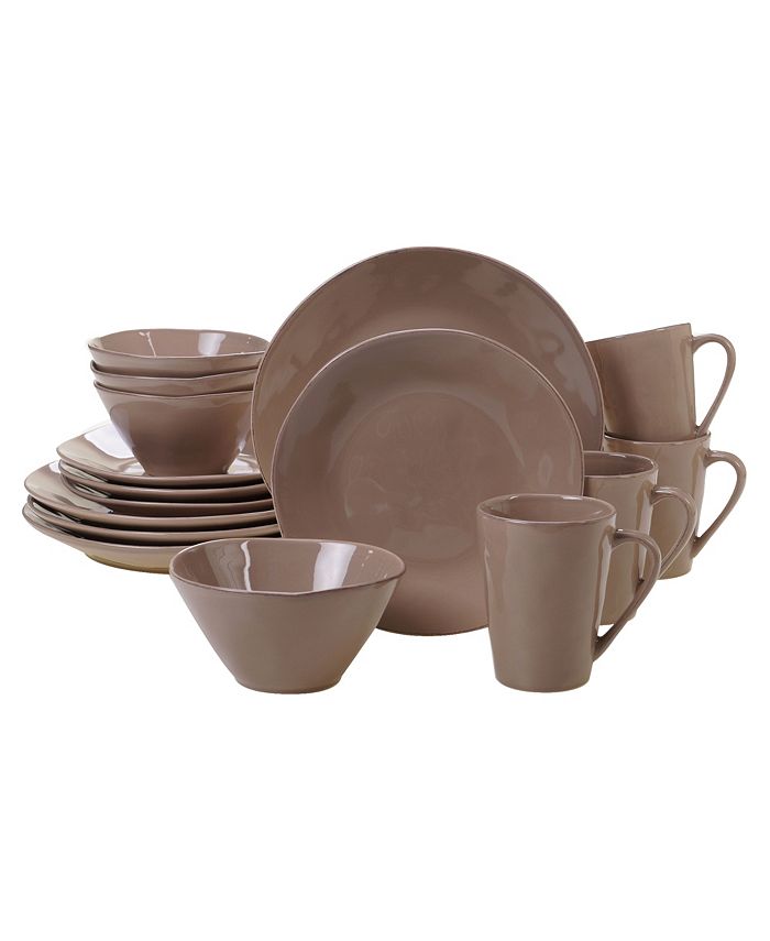 Certified International - Harmony Solid Color - Taupe 16-Pc. Dinnerware Set