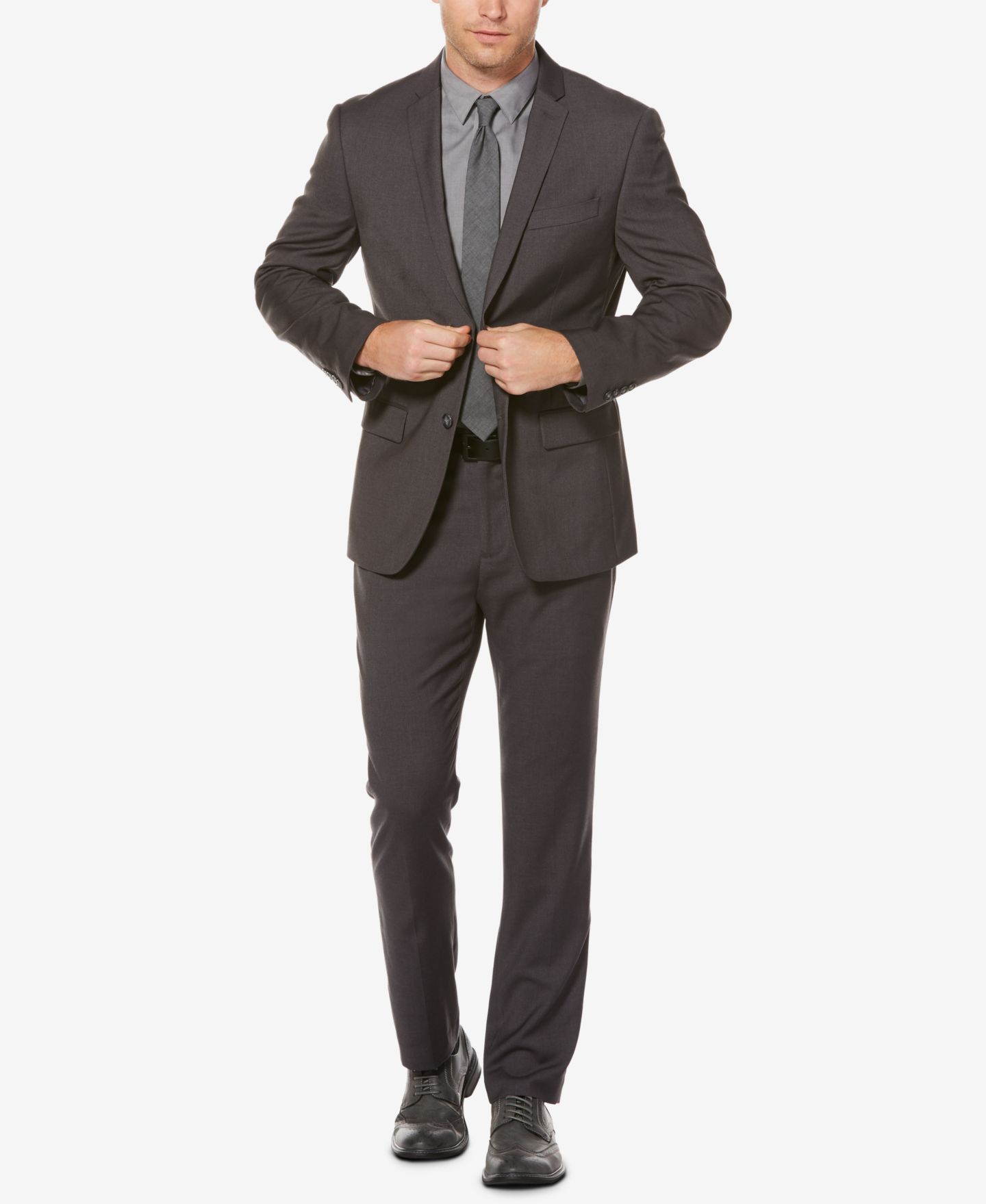 Мужской пиджак Perry Ellis Slim-Fit Suit, цвет: Угольный — фото 5