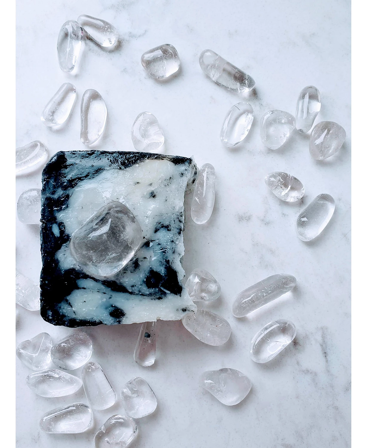Lifestone Rebirth Natural Crystal Massage Soap: Eucalyptus Essential Oil, Charcoal and Clear Quartz