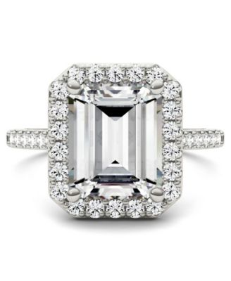 Moissanite Emerald Halo Ring (4 ct. tw. Diamond Equivalent) in 14k White Gold