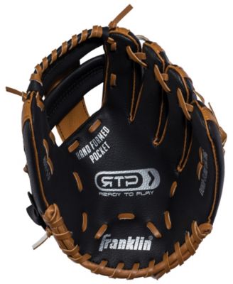 Franklin Sports 9.5" Black/Tan Pvc Right Handed Thrower Baseball Glove With Ball