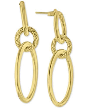 image of Smooth & Textured Oval Ring Drop Earrings in 14k Gold