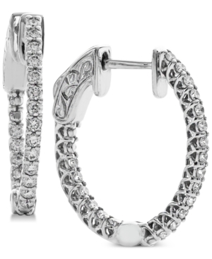 image of Diamond In & Out Hoop Earrings (1/2 ct. t.w.) in 14k White Gold