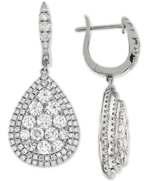 image of Diamond Teardrop Halo Cluster Drop Earrings (3-1/4 ct. t.w.) in 14k White Gold