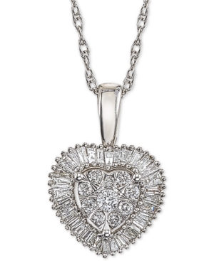 image of Diamond Halo Cluster Heart Adjustable Pendant Necklace (1/3 ct. t.w.) in 14k White Gold