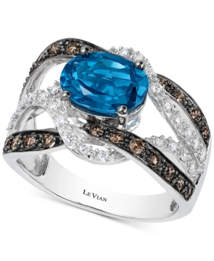 image of Le Vian London Blue Topaz (2 ct. t.w.) & Diamond (5/8 ct. t.w.) Statement Ring in 14k White Gold