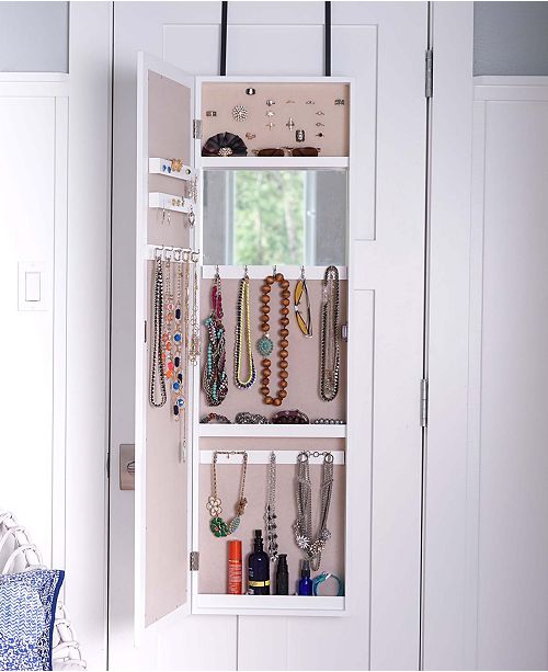 Hives And Honey Over The Door Jewelry Organizer With Mirror