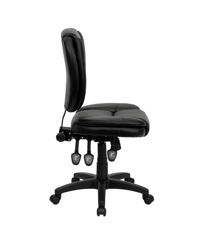 Flash Furniture MidBack Black Leather Multifunction Ergonomic Swivel