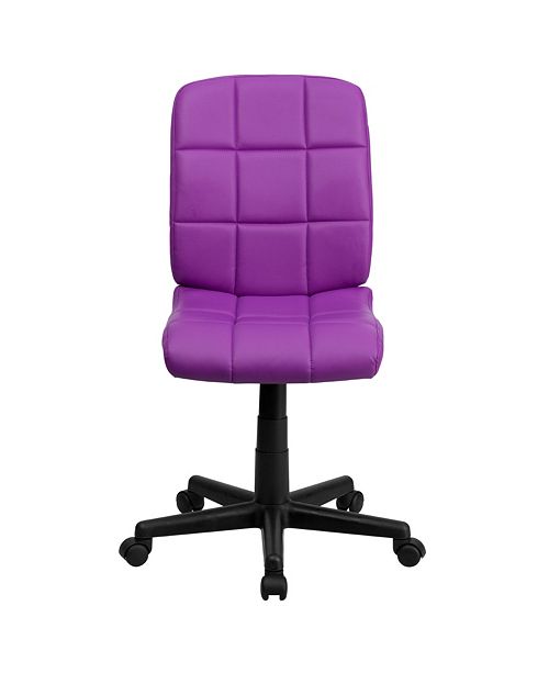 Flash Furniture Mid-Back Purple Quilted Vinyl Swivel Task ...