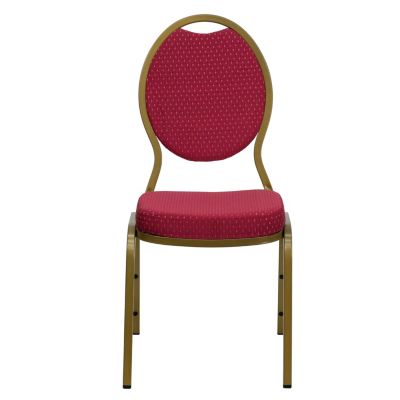 Crown Back Banquet Chair - Gold Frame - Navy Blue Patterned Fabric