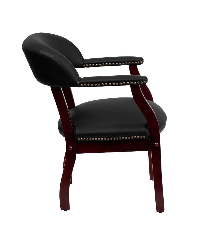 Flash Furniture Black Top Grain Leather Conference Chair With Accent