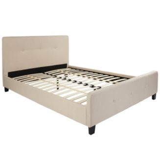 Tribeca Queen Size Tufted Upholstered Platform Bed In Beige Fabric - Macy's